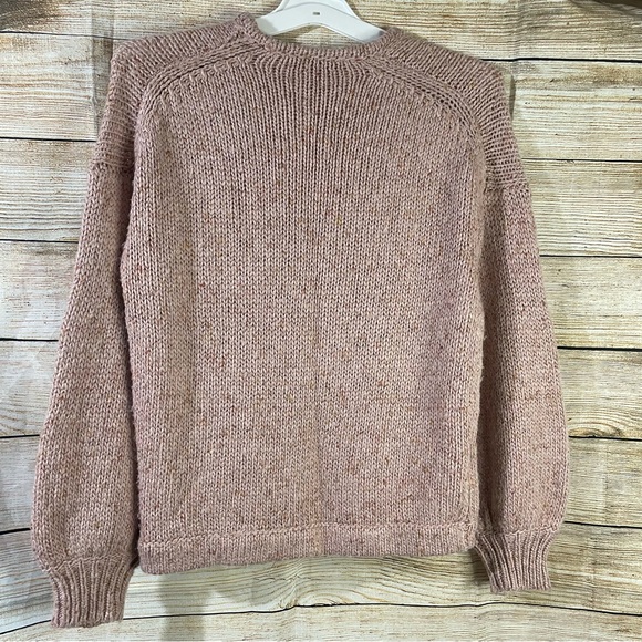 Madewell pink chunky knit sweater women size Small wrap front pullover - Picture 10 of 12